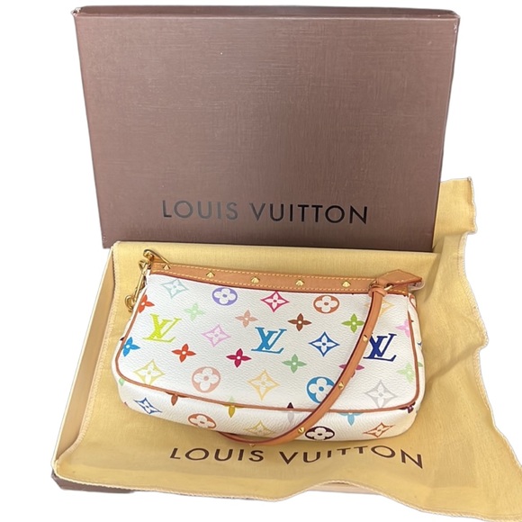 *Authentic*Louis Vuitton
White Monogram Multicolore Coated Canvas Pochette - Picture 6 of 16